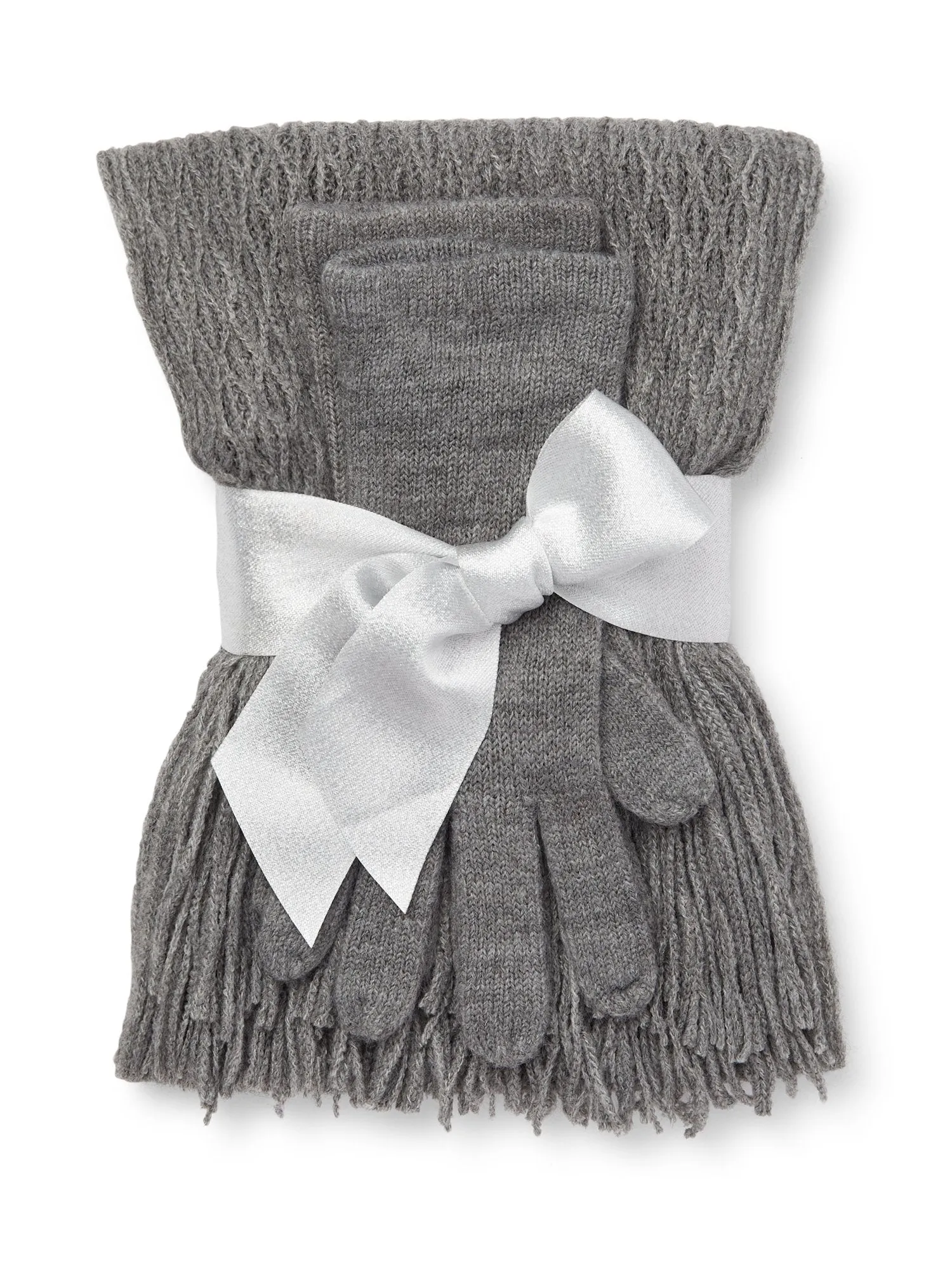 2-Piece Cable Knit Scarf & Gloves Set