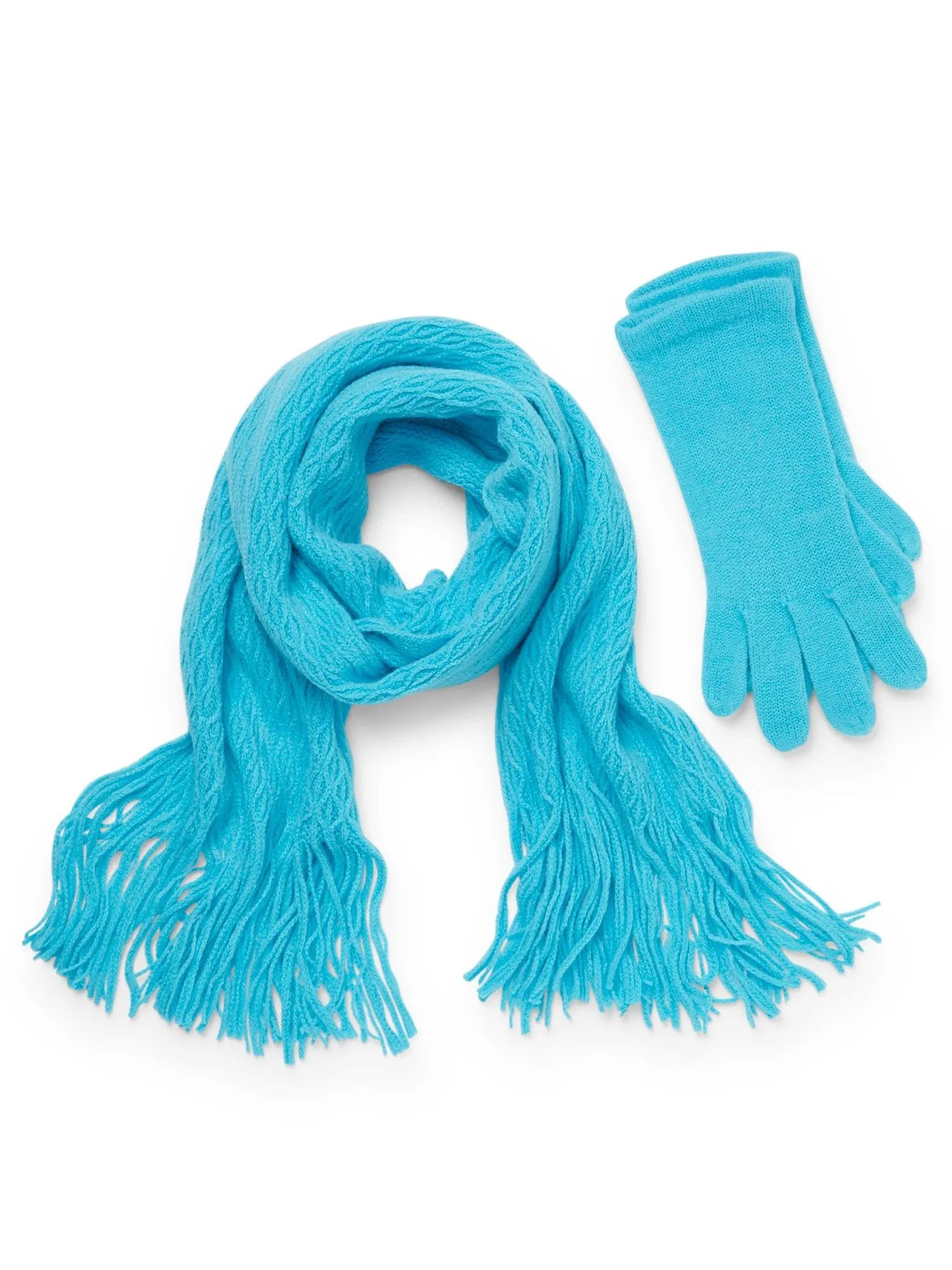 2-Piece Cable Knit Scarf & Gloves Set