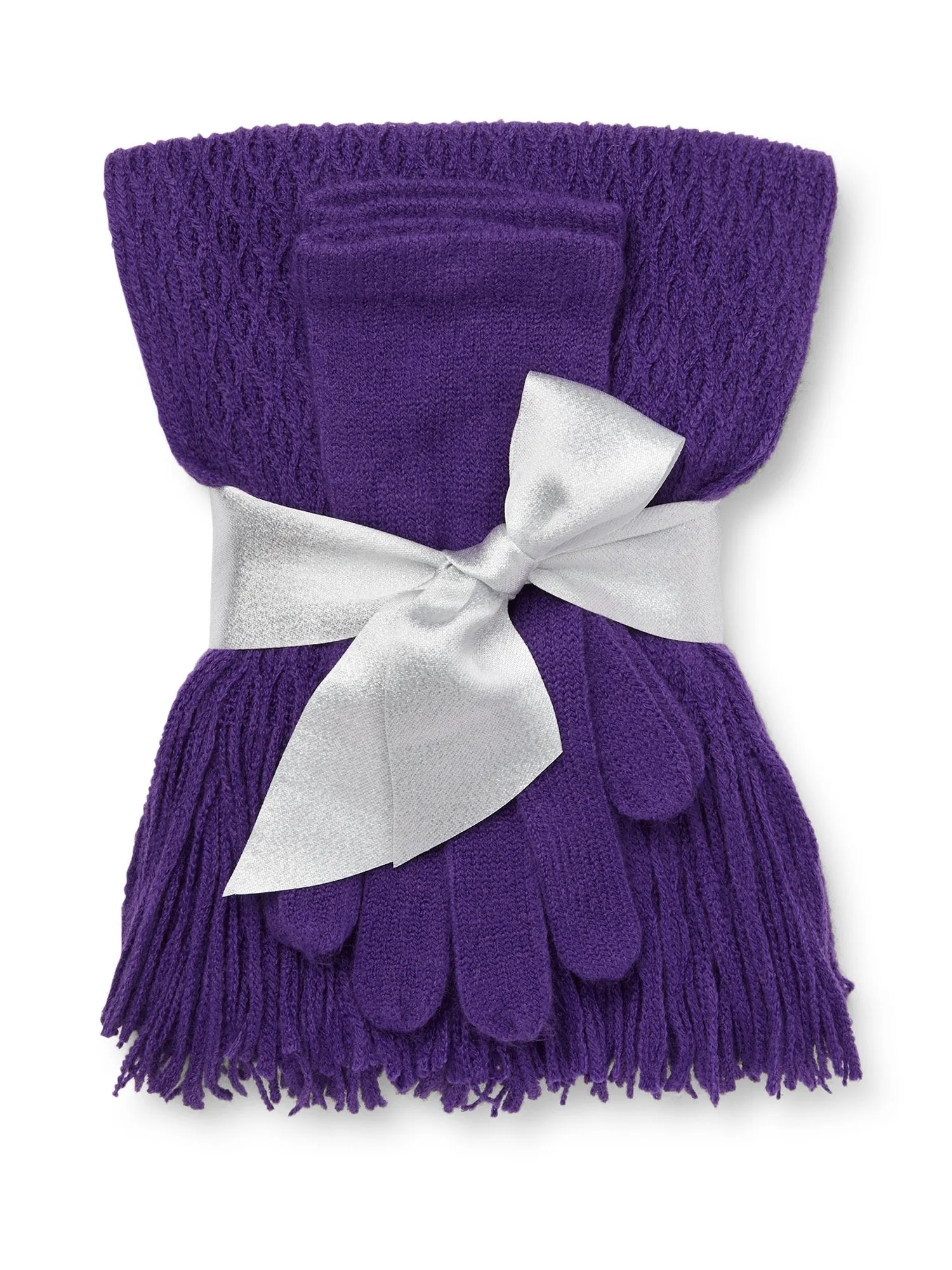 2-Piece Cable Knit Scarf & Gloves Set