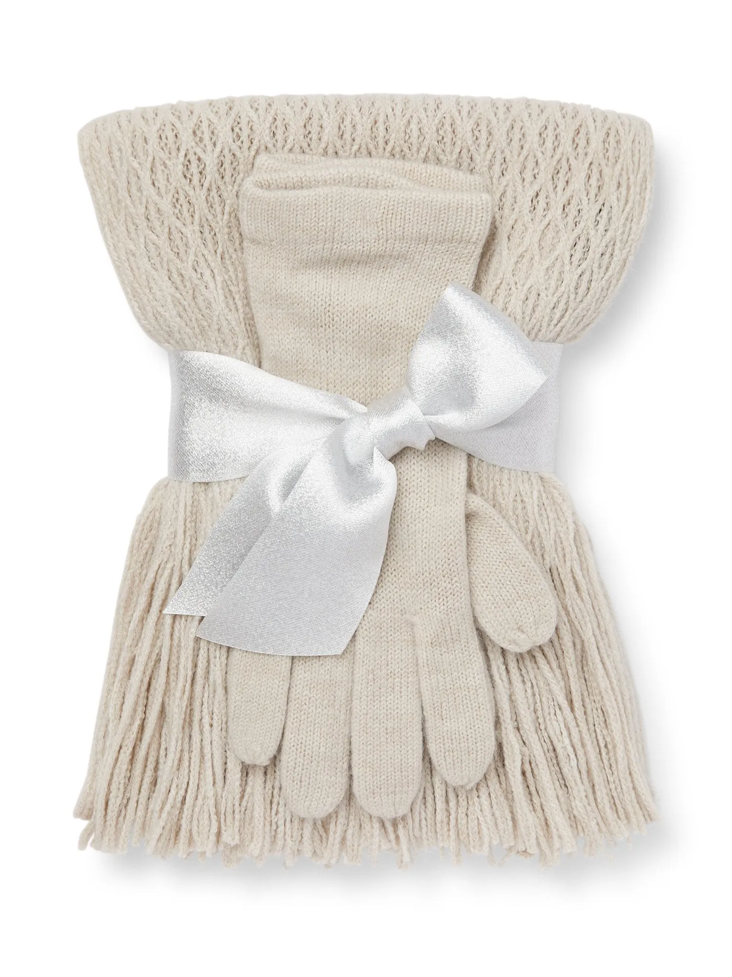 2-Piece Cable Knit Scarf & Gloves Set