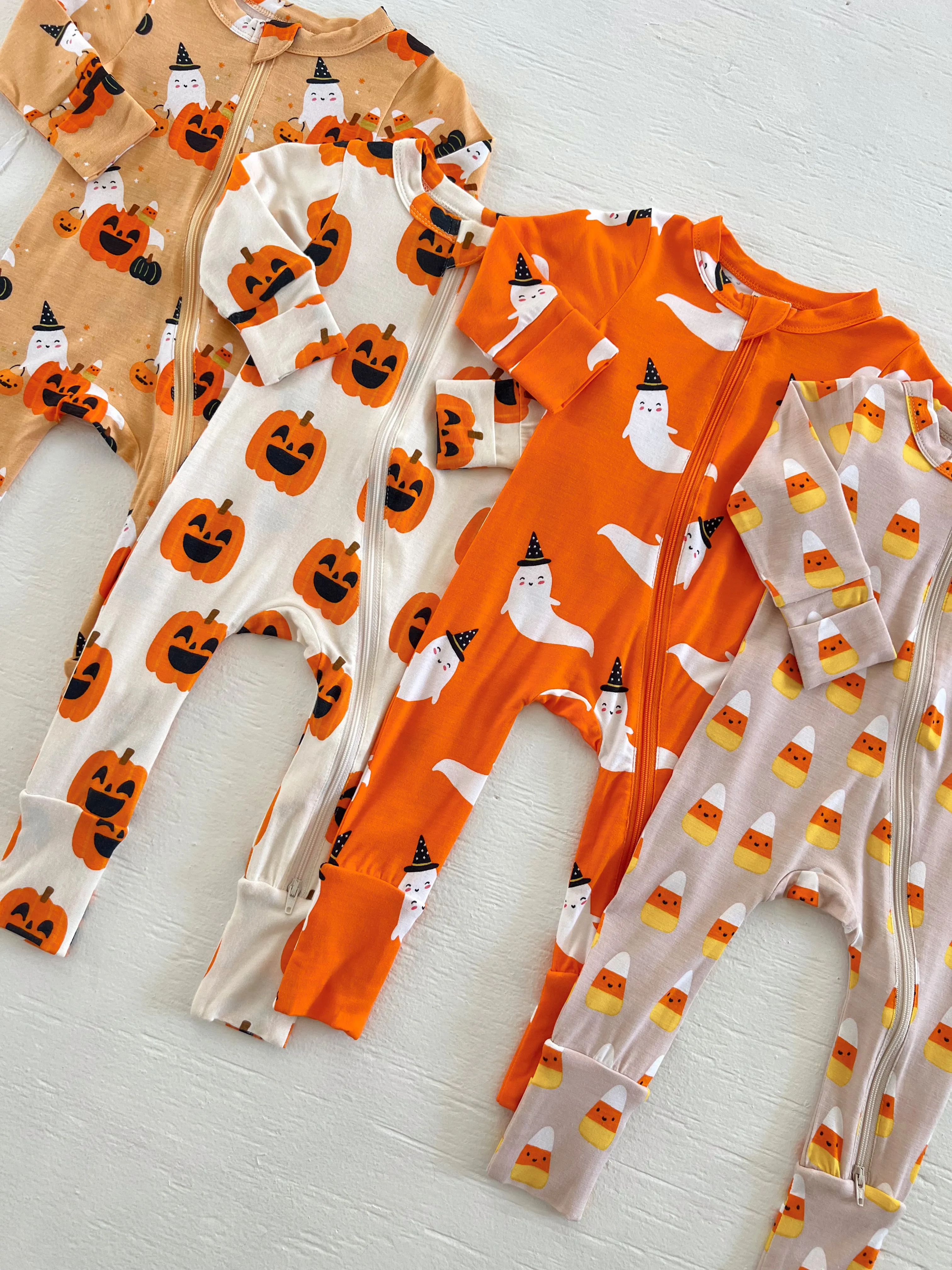 2-Way Convertible Zip Romper, Jack-O-Lantern