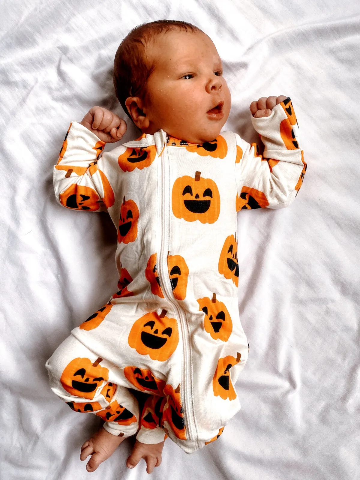 2-Way Convertible Zip Romper, Jack-O-Lantern