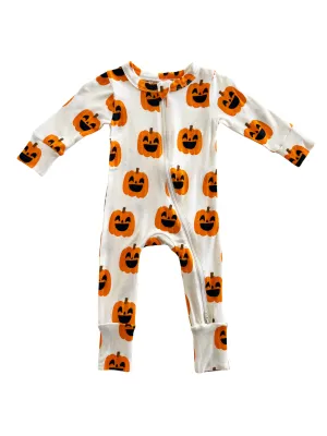 2-Way Convertible Zip Romper, Jack-O-Lantern