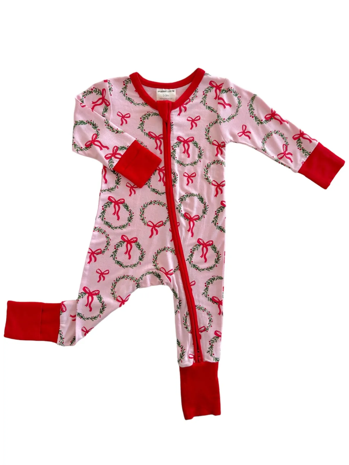 2-Way Convertible Zip Romper, Wreath Pink