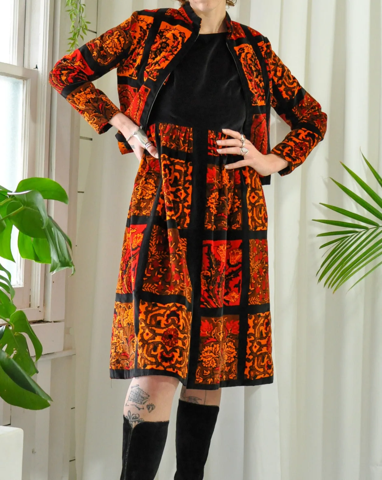 60s Oscar De La Renta Dress & Jacket Set | M