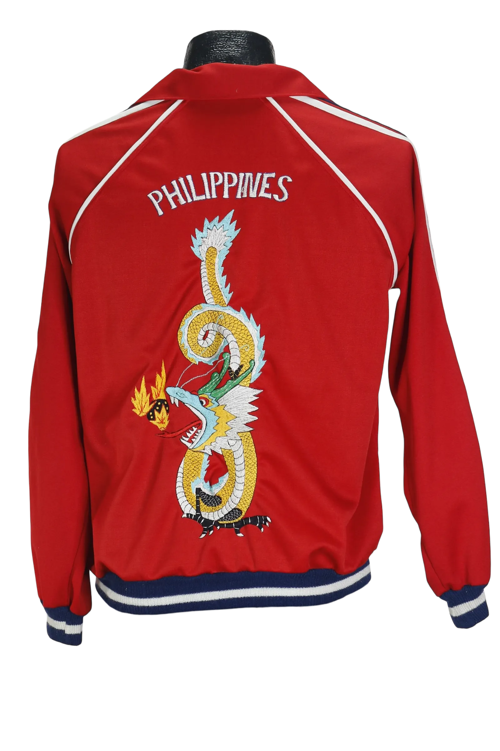 70s Red Philippines Embroidered Track Jacket          M