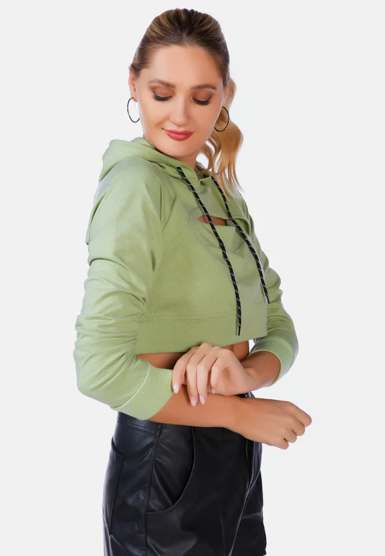 All Relaxed Front Slit Cropped Hoodie