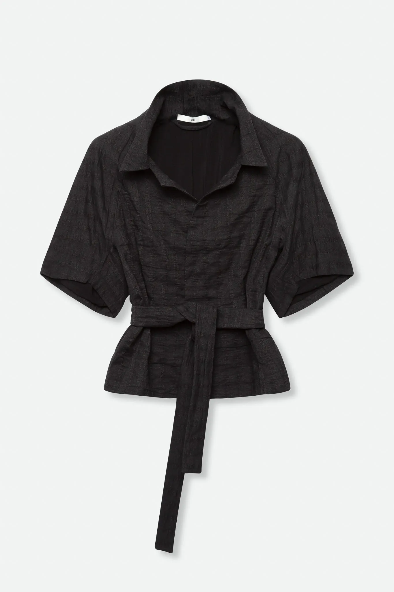 AMBRE CROPPED SHORT SLEEVE JACKET IN ITALIAN JACQUARD