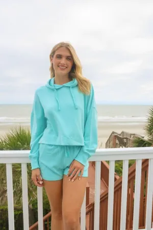 Andrea Cropped Hoodie In Sea Green