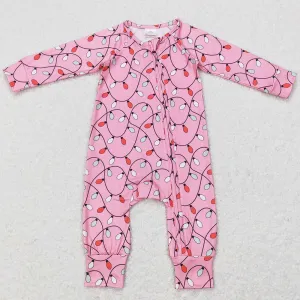 Baby Infant Girls Rompers Christmas Lights Long Sleeve Zip Romper LR0757