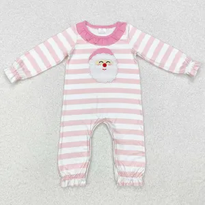 Baby Infant Girls Rompers Christmas Pink Stripes Santa Claus Long Sleeve Rompers LR1662