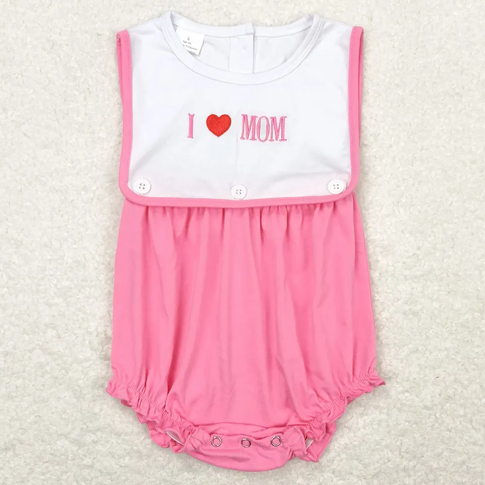 Baby Infant Girls Rompers I Love Mom Bib Rompers SR1434