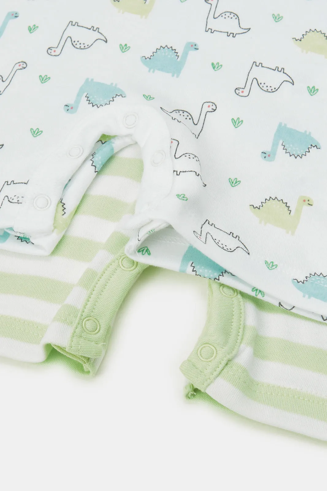 Baby Mint And White Printed Romper Set (Pack Of 2)