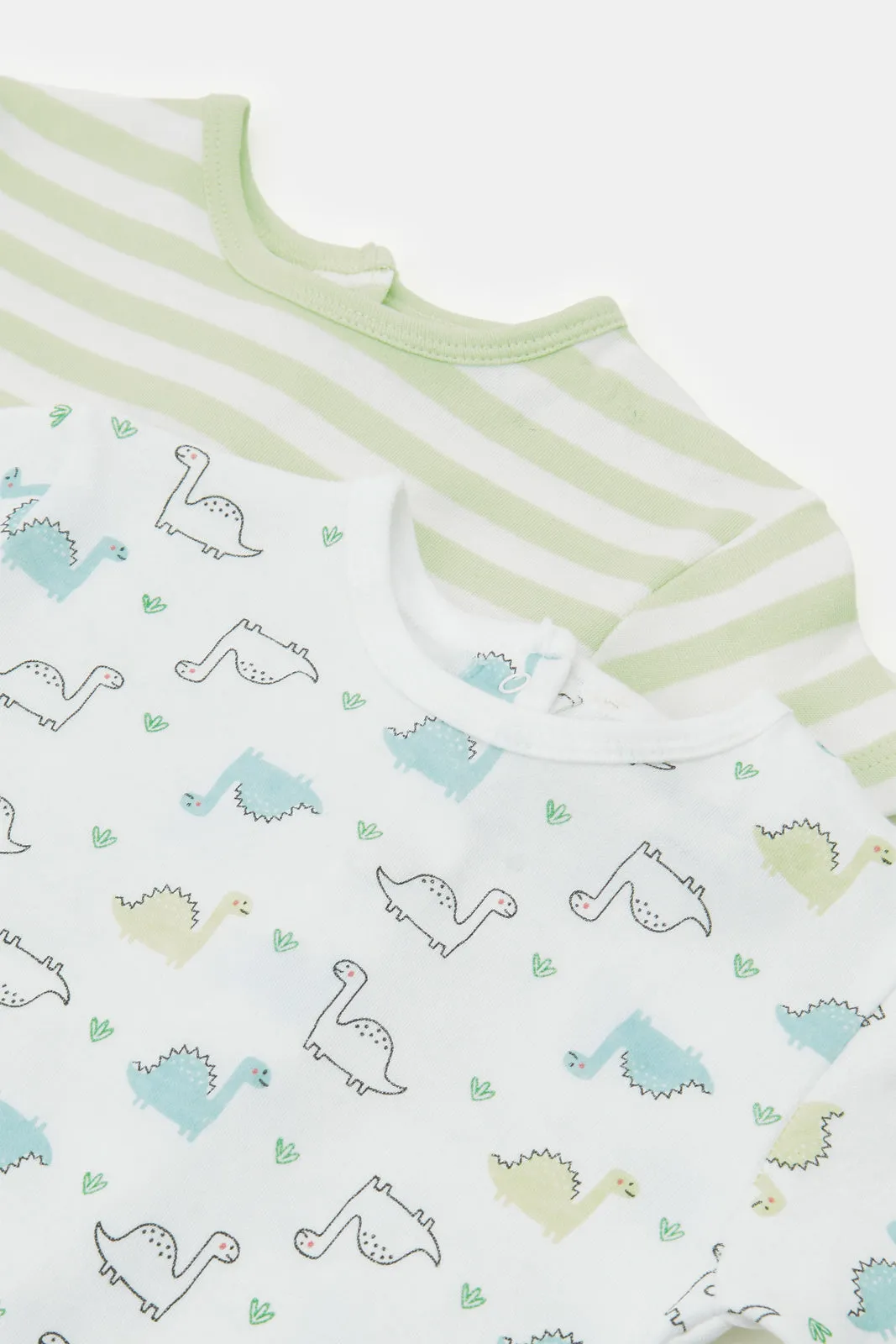 Baby Mint And White Printed Romper Set (Pack Of 2)