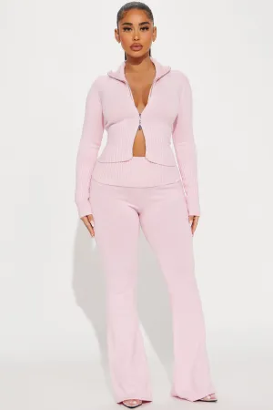 Baddie Energy Sweater Pant Set - Pink