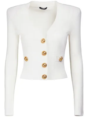 Balmain   Viscose blend knit cropped cardigan 