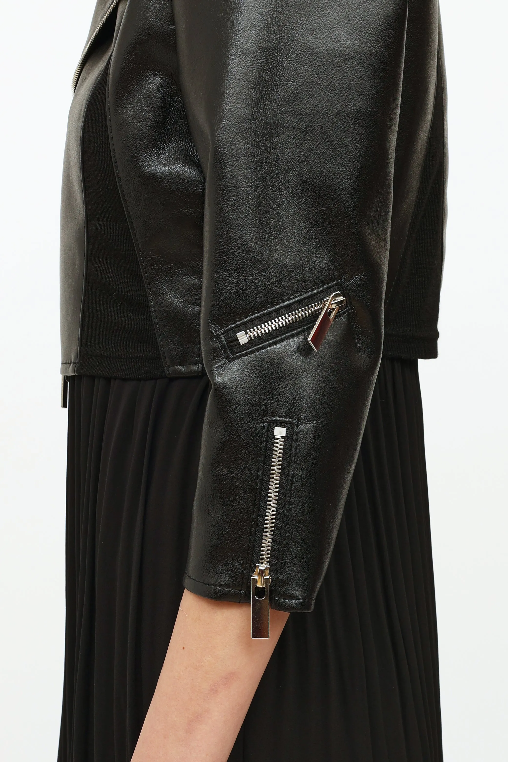 Black Cropped Faux Leather Jacket