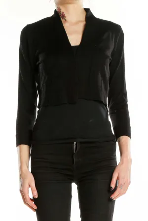 Black Cropped Nylon Blend Jacket