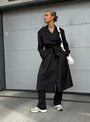 Black Recycled Tech Trench Coat