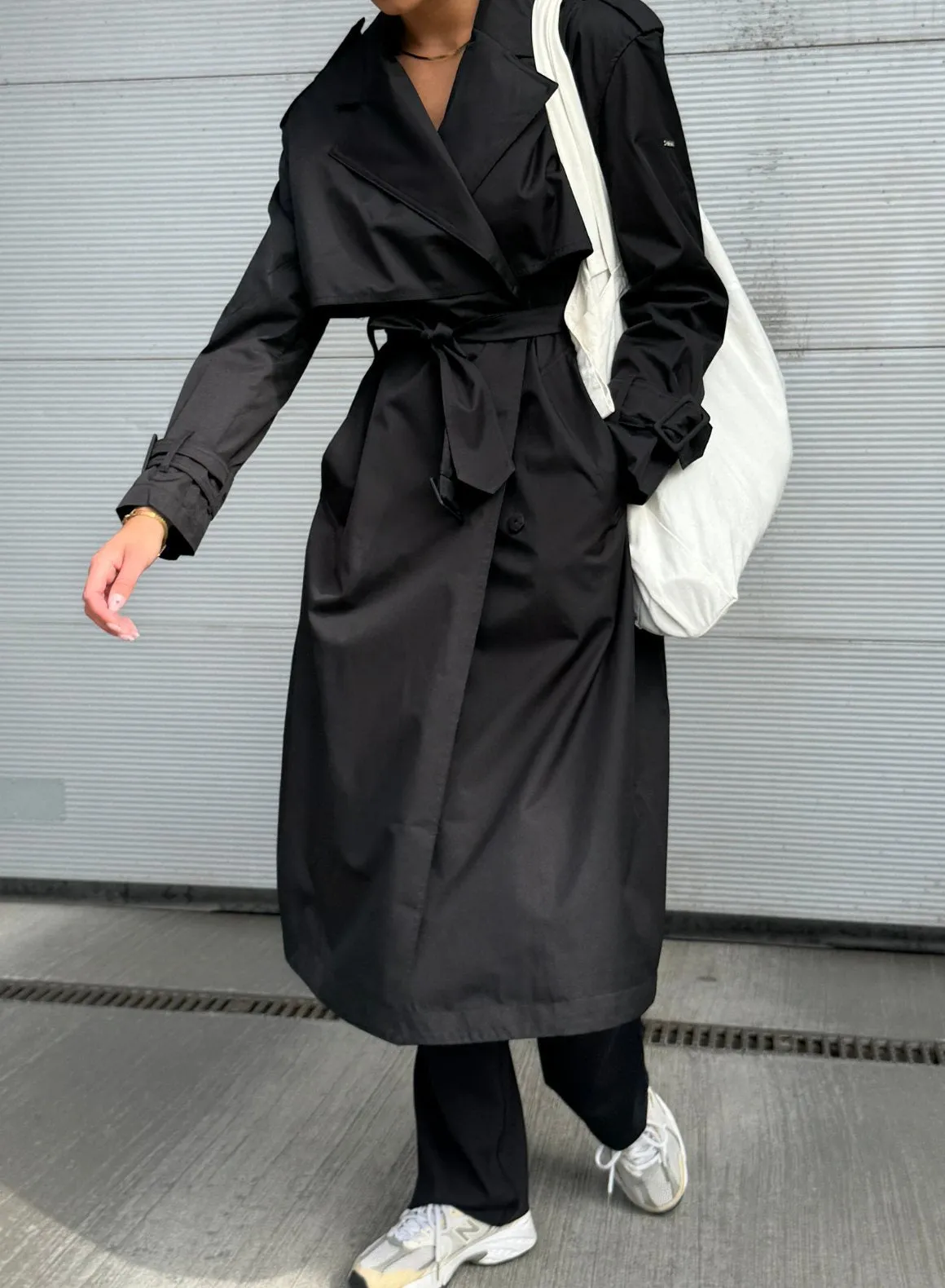 Black Recycled Tech Trench Coat