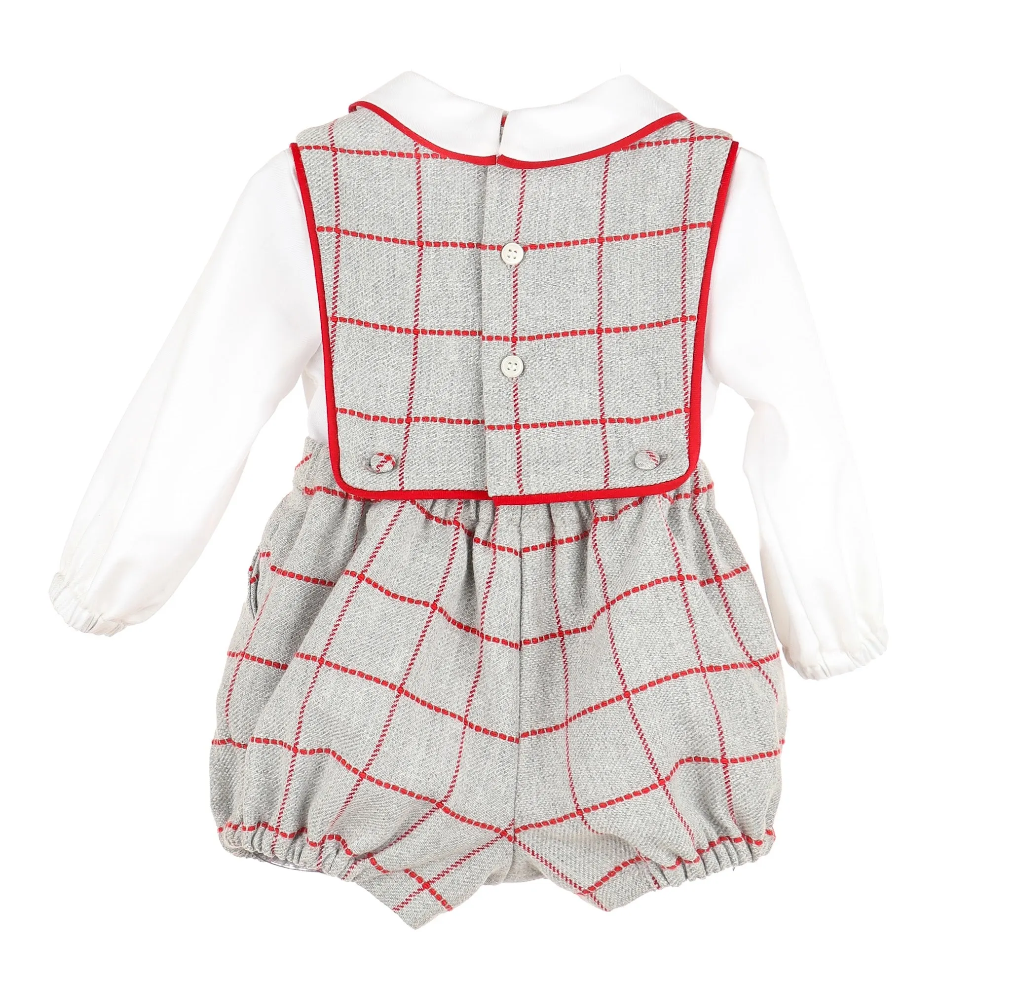 Boys Holiday Gray Check Romper