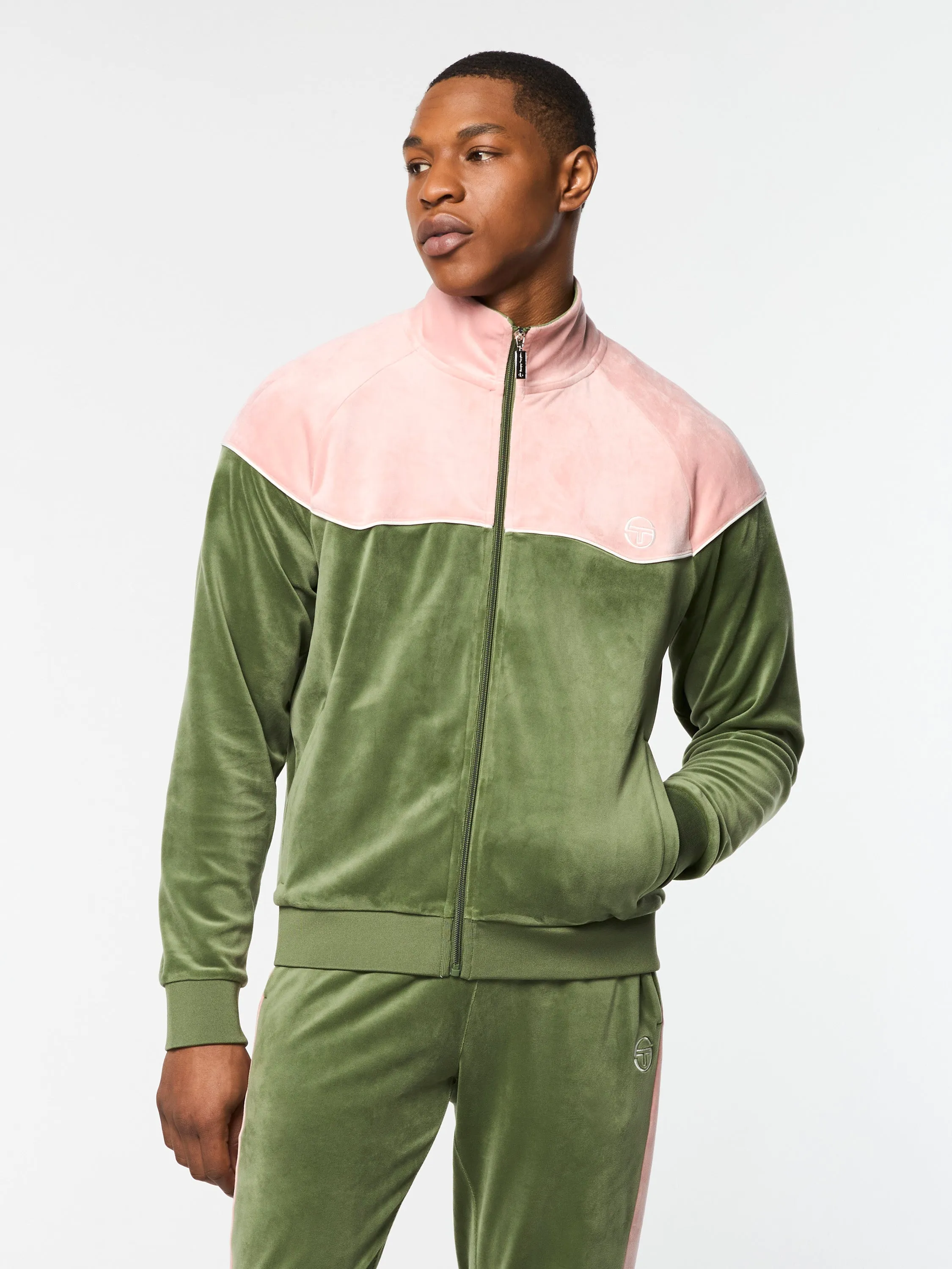 Cielo Velour Track Jacket- Bronze Green