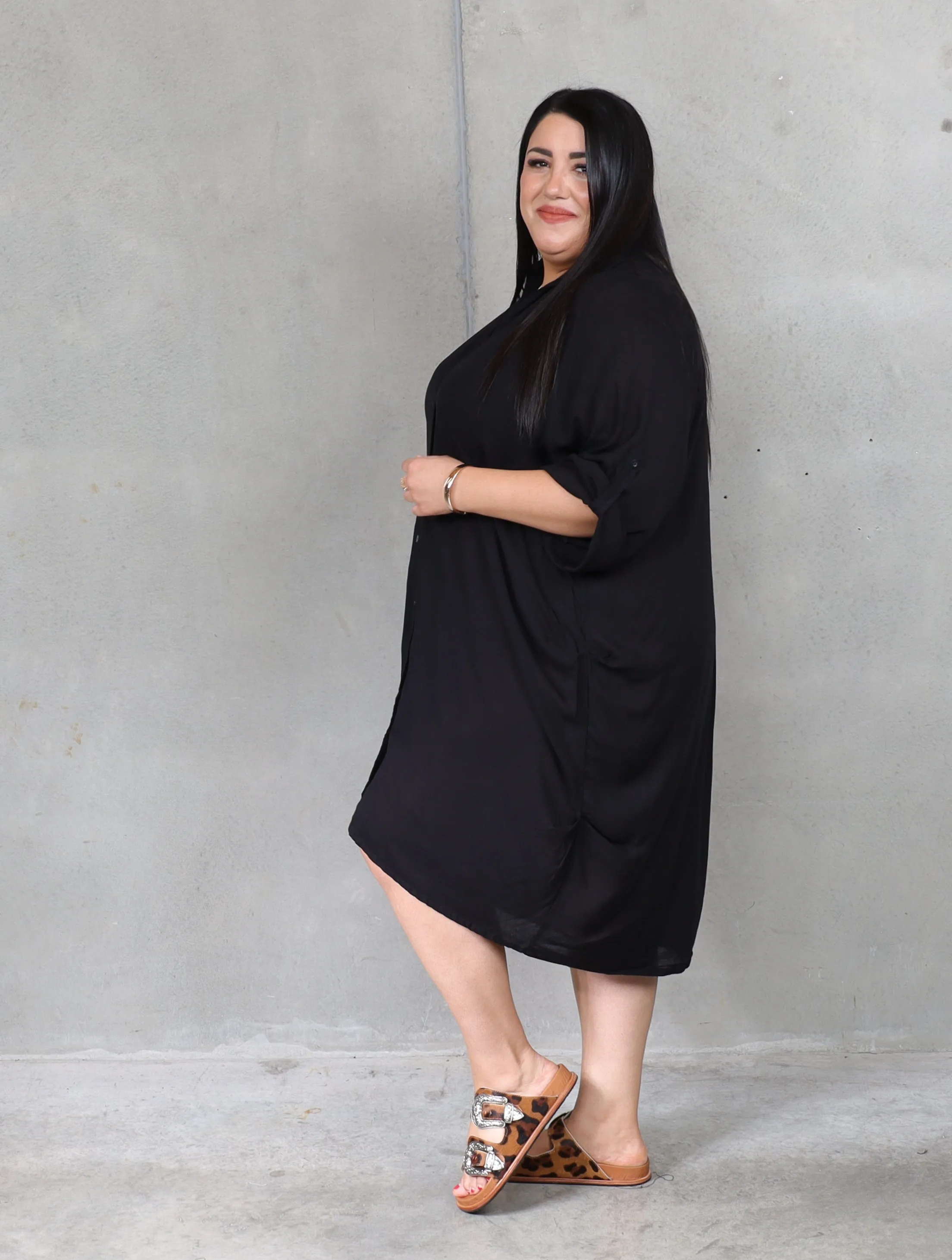 Corfu Shirt Dress - Black