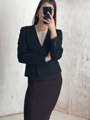 Cropped black wool tuxedo jacket