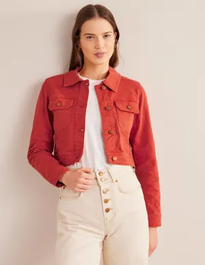 Cropped Casual Cotton Jacket-Tomato