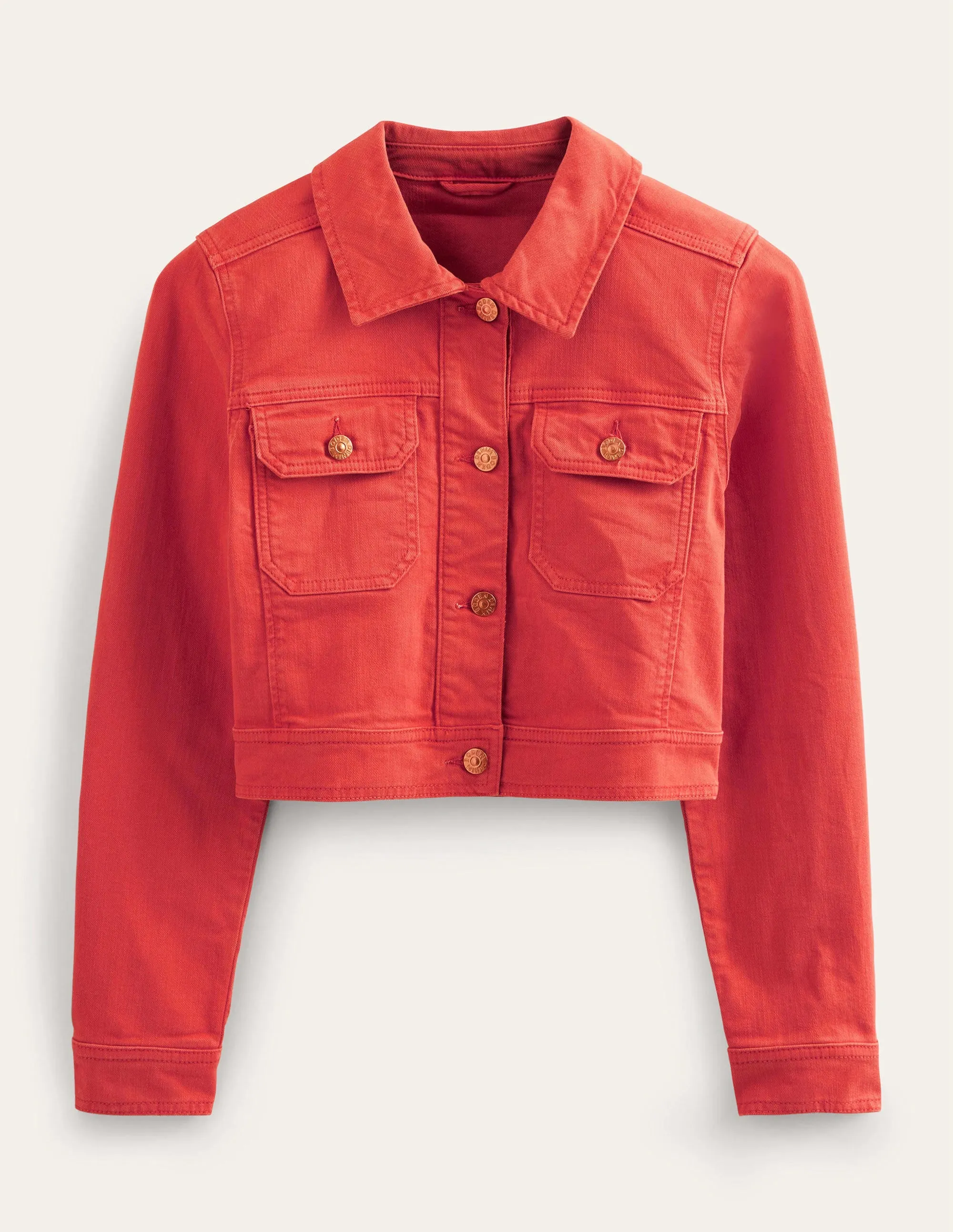 Cropped Casual Cotton Jacket-Tomato