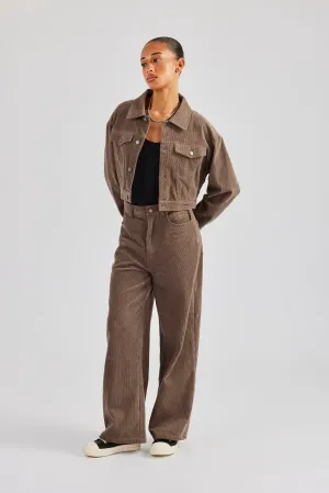 Cropped Cord Jacket & Trouser - Taupe