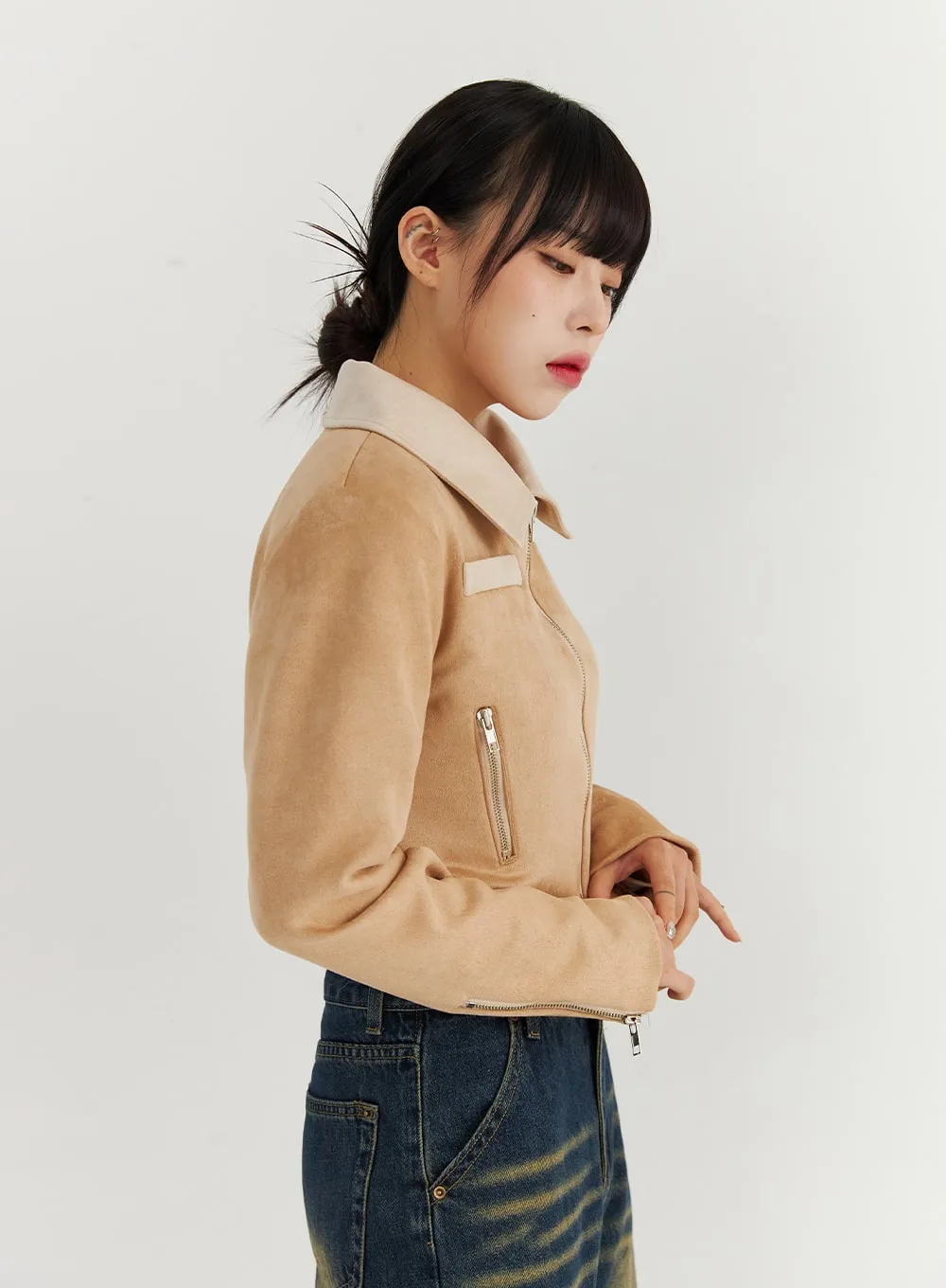 Cropped Faux Suede Jacket CO319