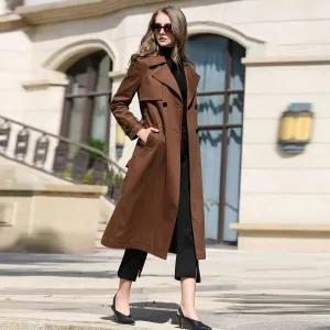 Custom Brown Double Breasted Belted Trench Coat