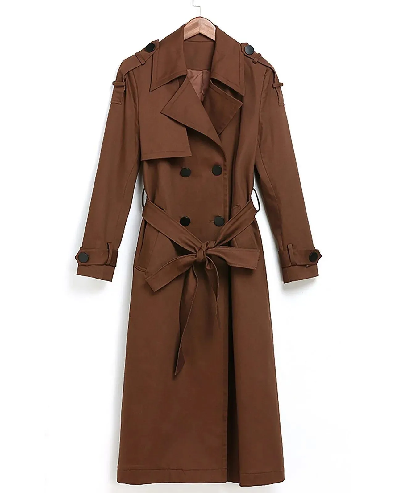 Custom Brown Double Breasted Belted Trench Coat