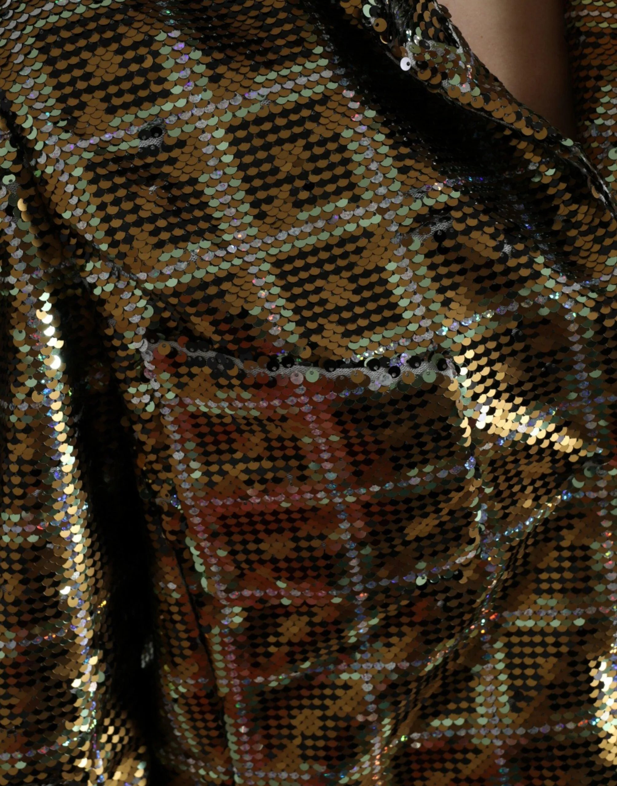 Dolce & Gabbana Multicolor Polyester Sequined Cropped Jacket