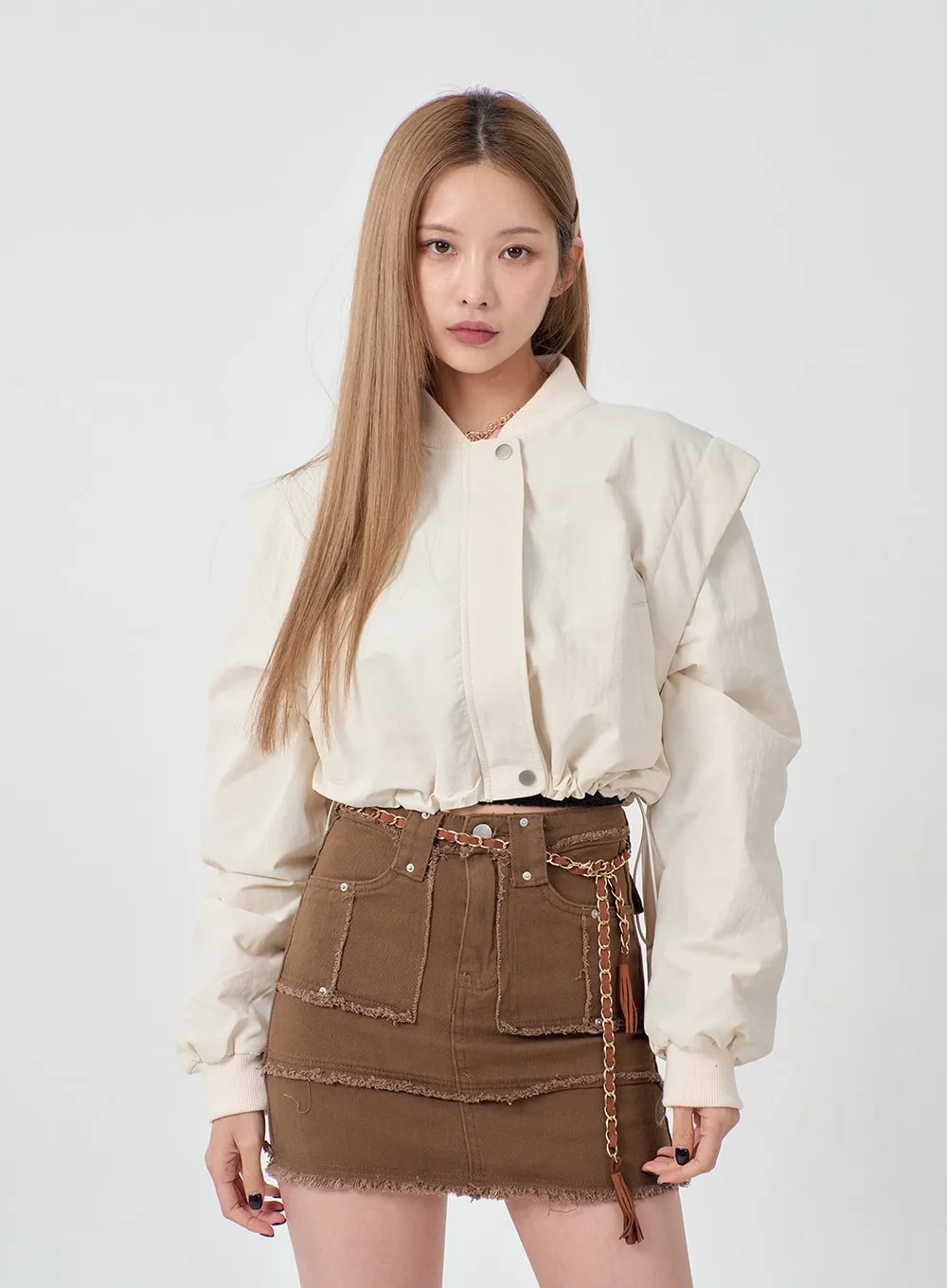 Drawstring Waist Cropped Jacket BD23