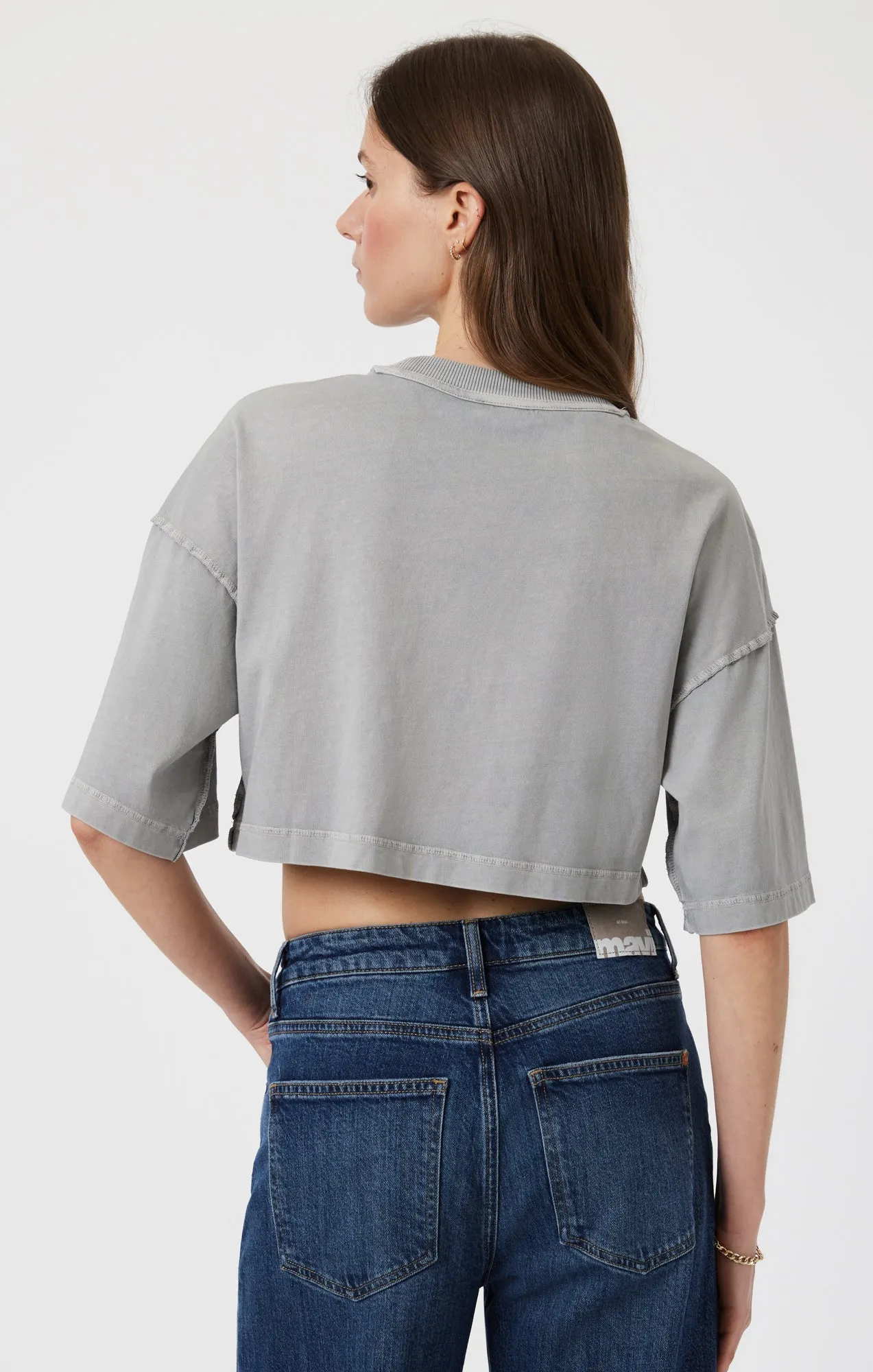 DROP SHOULDER CROPPED T-SHIRT IN MONUMENT