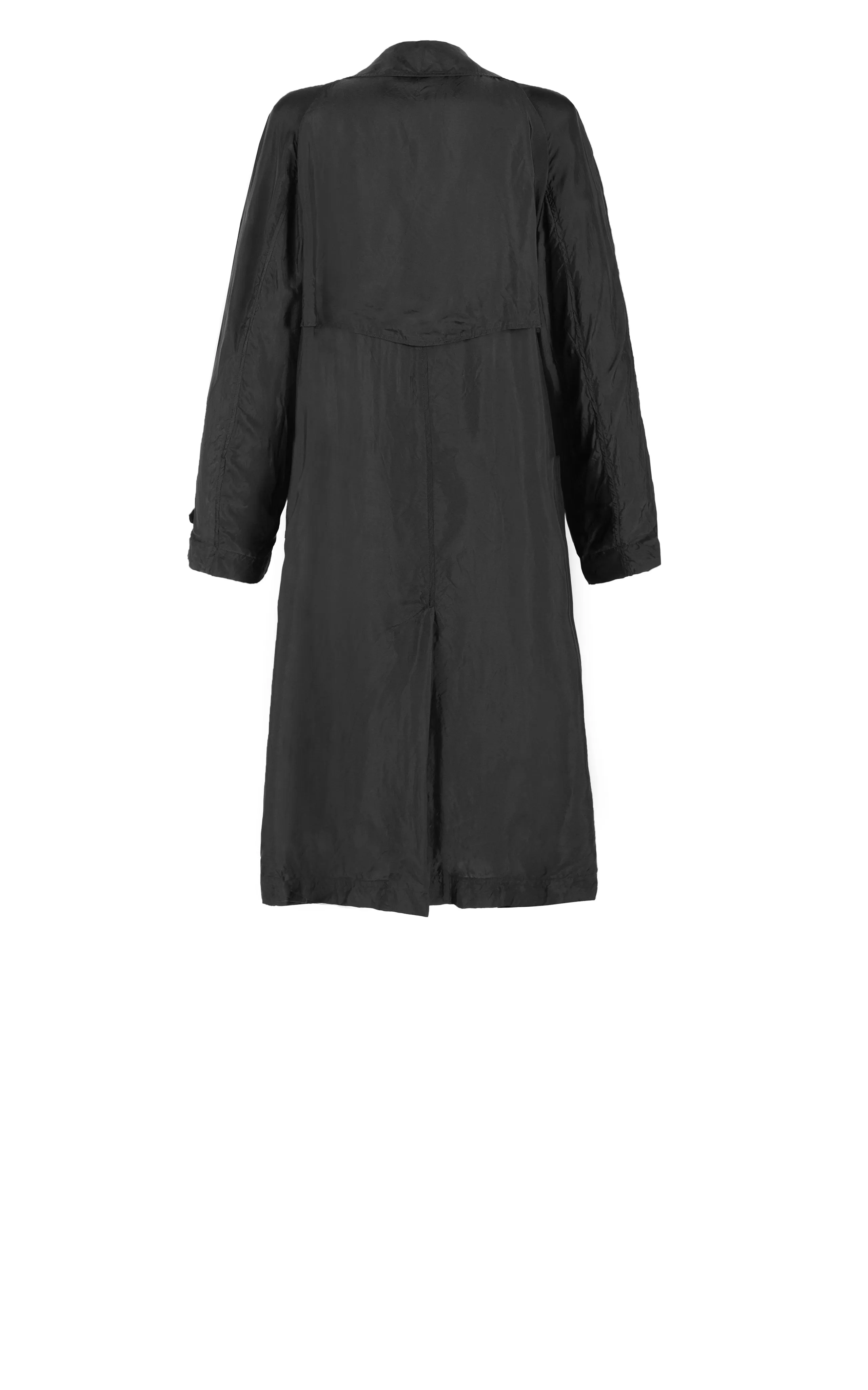 feminine principle black twill trench