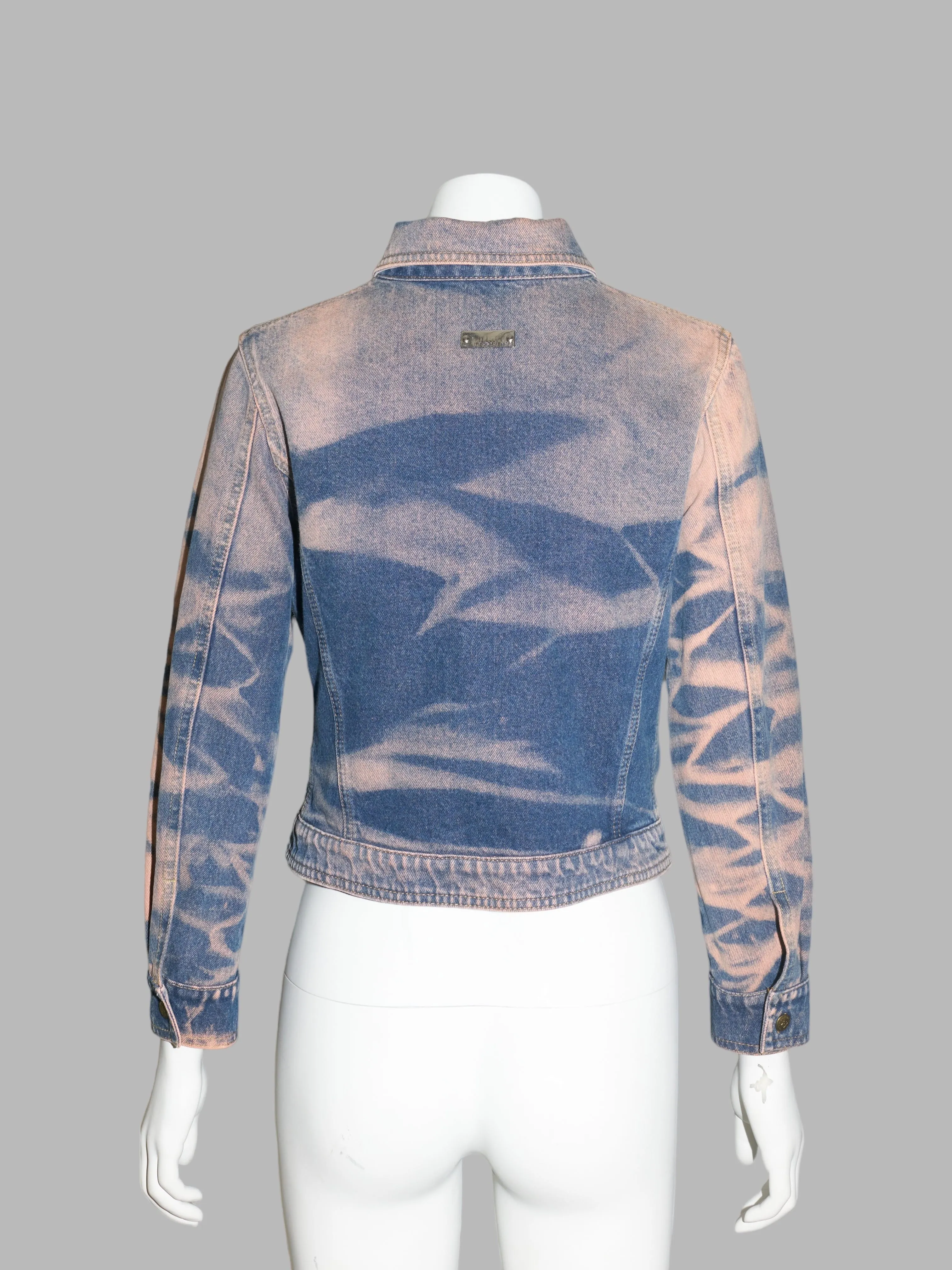 Fendi Jeans 1990s pink and blue cotton shibori tie dye denim jacket