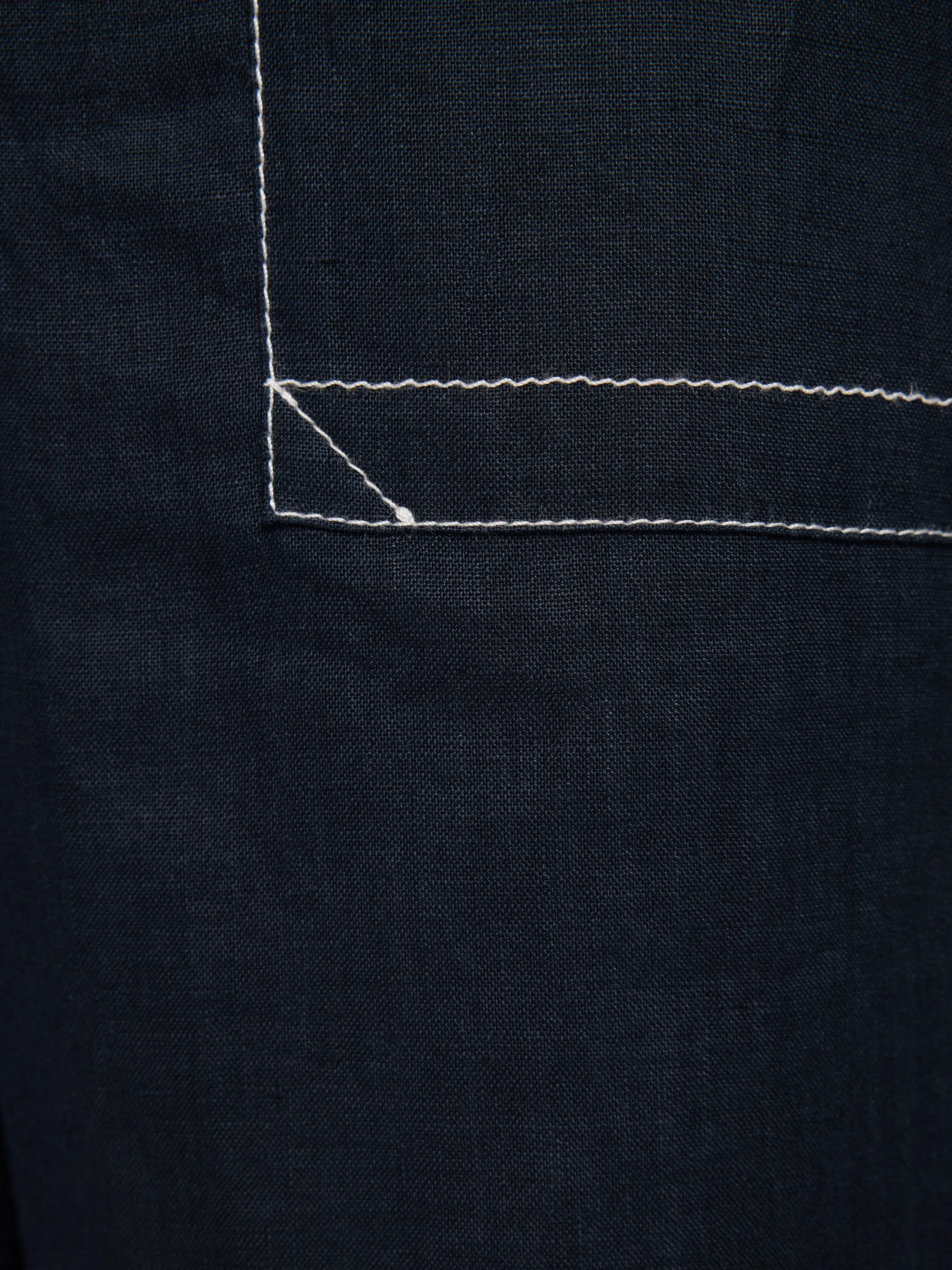 French Linen Cropped Trouser | Navy