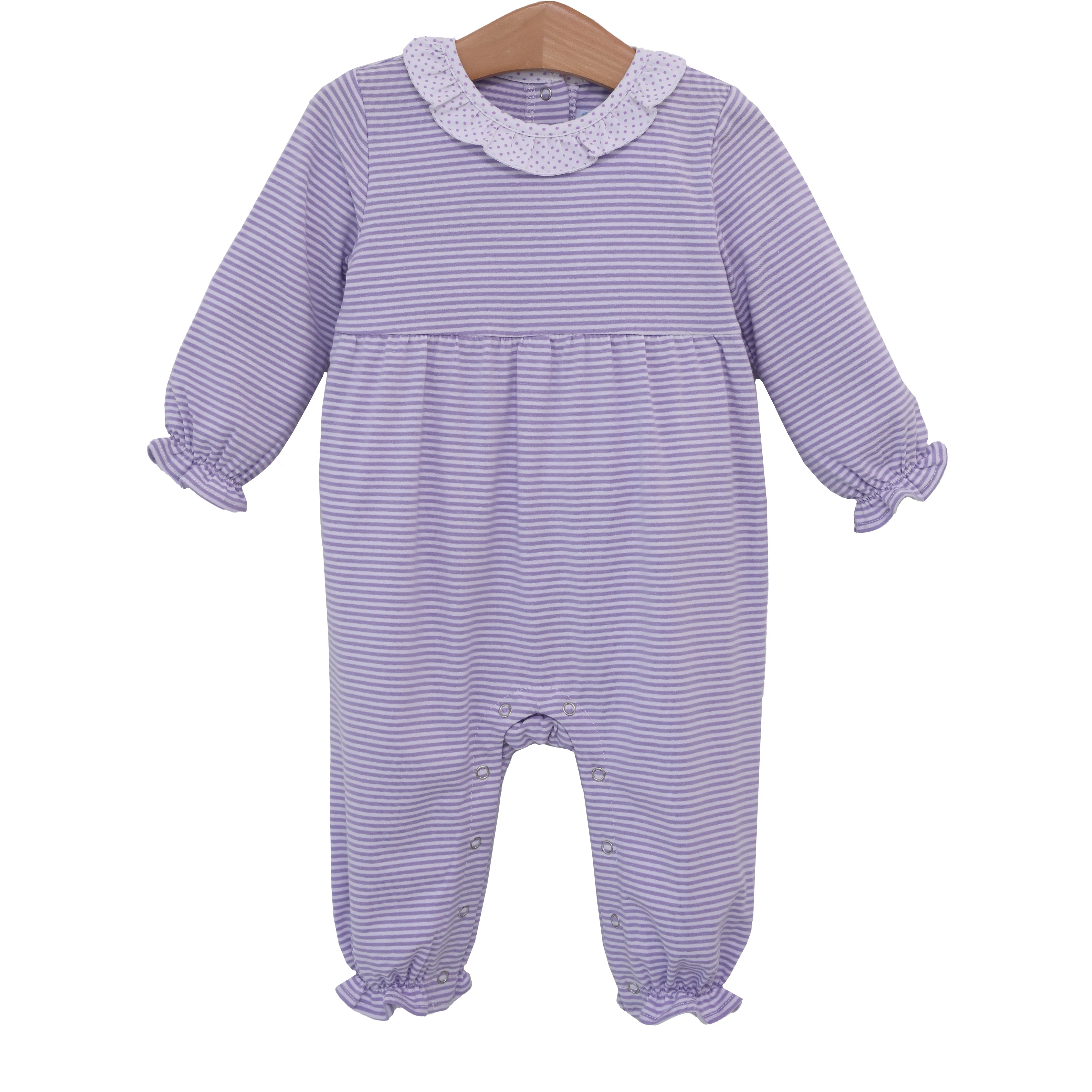 Georgia Romper- Lavender Stripe