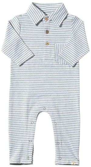 Grey/White Stripe Kingston Polo Romper