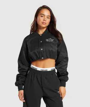 Gymshark Cropped Bomber Jacket - Black