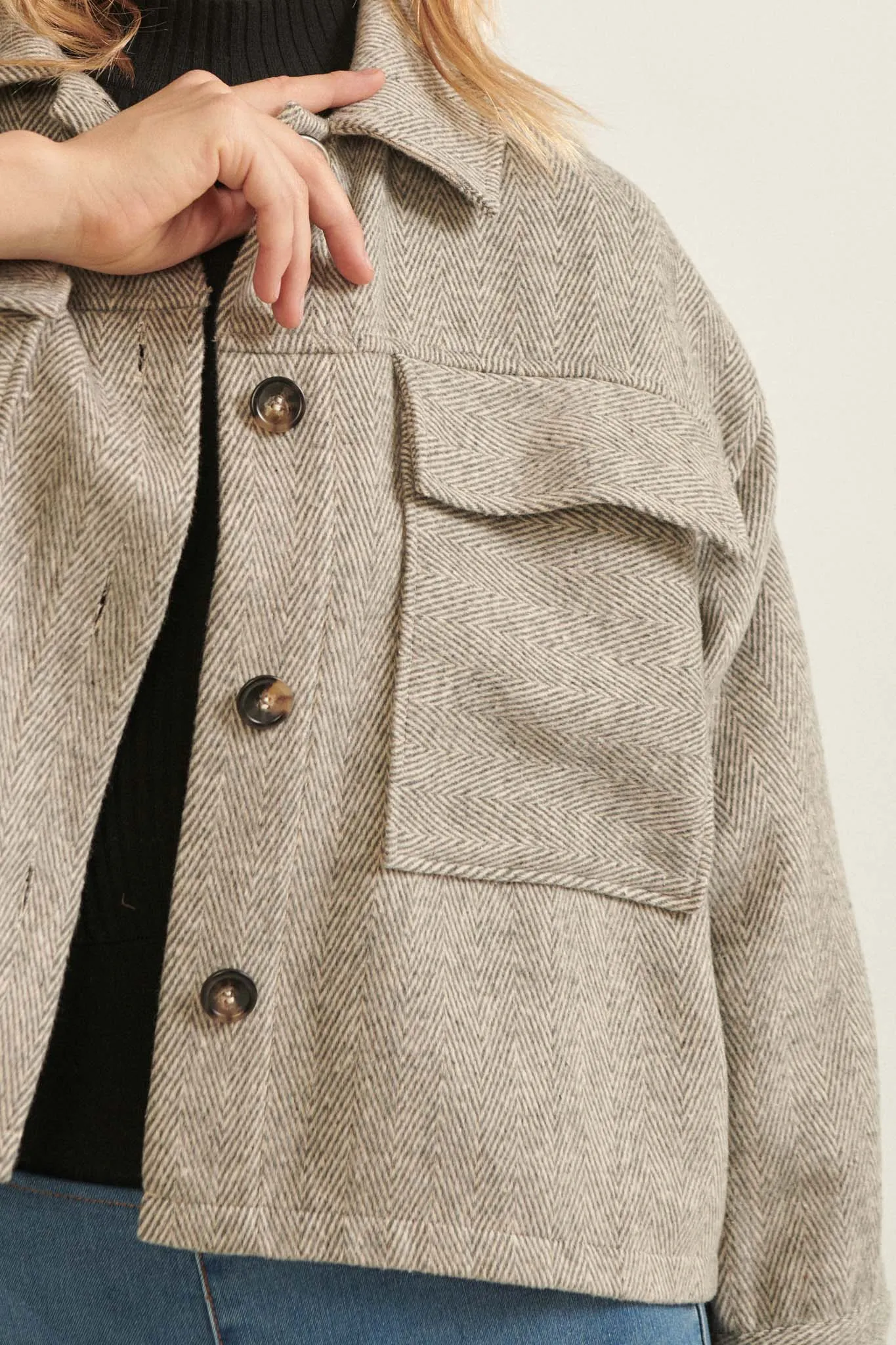 Here to Stay Herringbone Tweed Shacket