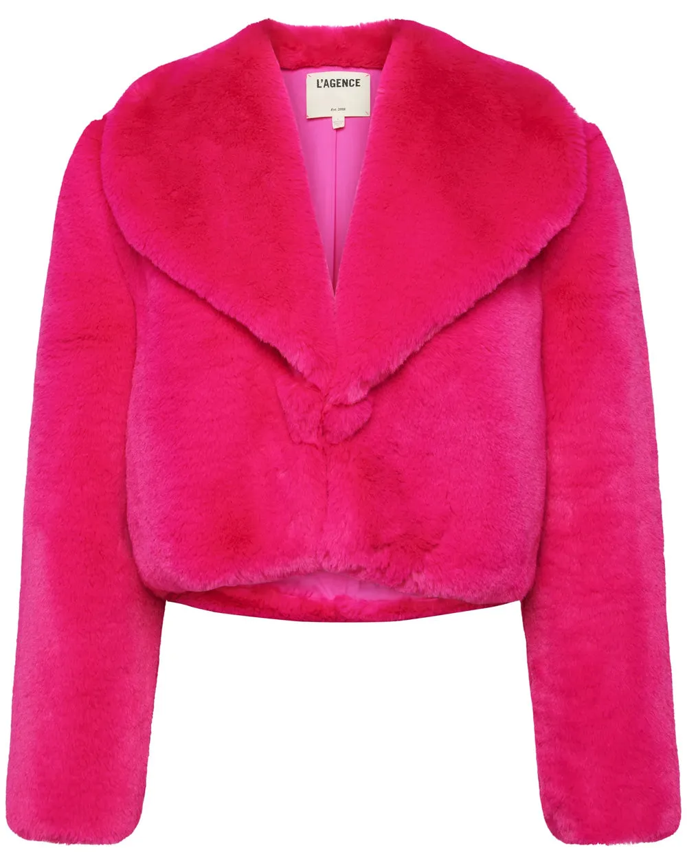 Hot Fuchsia Faux Fur Davy Crop Jacket