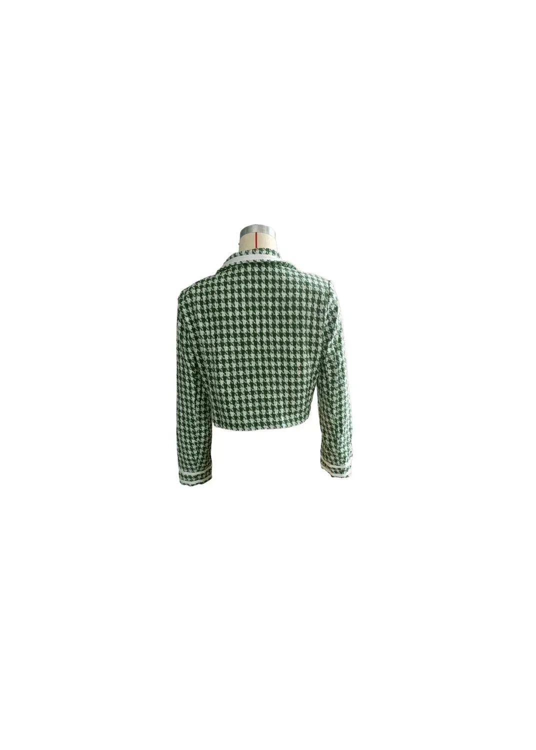 Houndstooth Double-Breasted Cropped Jacket