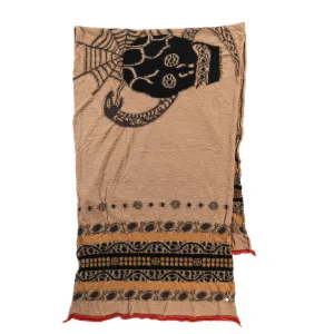 KAPITAL COMPRSSED WOOL SCARF COPTIC SKULL BEIGE