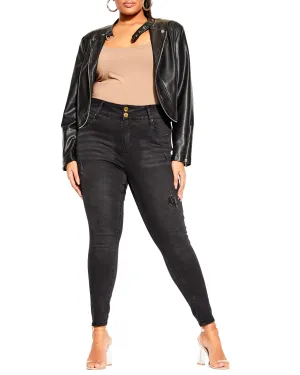 Katie Cropped Biker Jacket | Black