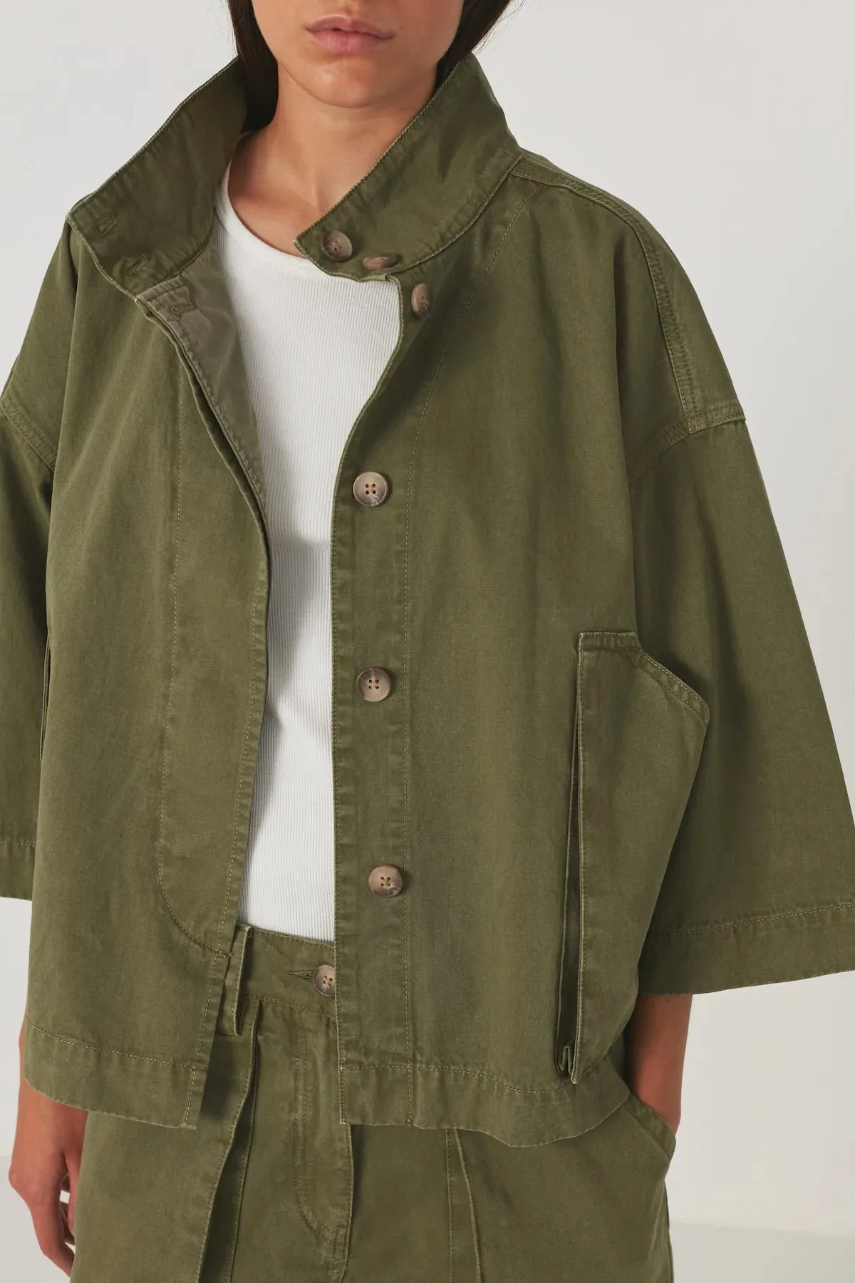 Katje Light Canvas Jacket - Army