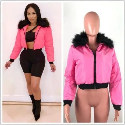 Ladies chic cropped bomber jacket